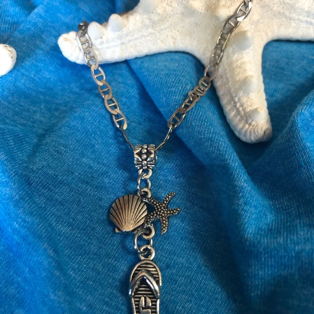 NWT, Handmade by A Charmed Life. Silver Bail with Ocean Themed Charms - Picture 7 of 7